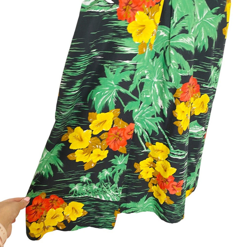 Zara Tropical Hawaiian Floral Palm MIDI Dress Knotted Front Large - Picture 4 of 9